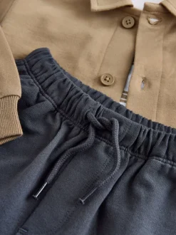 Jassen En Jacks|Broeken En Chino's*Next - Jersey Shirt T-Shirt and Joggers 3 Piece Set (3mths-7yrs) Lichtbruin