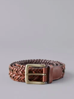 Riemen En Bretels*Lakeland Leather - Lakeland leren gevlochten Howbeck riem Lichtbruin