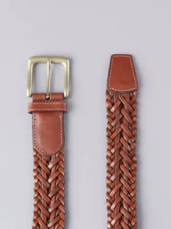 Riemen En Bretels*Lakeland Leather - Lakeland leren gevlochten Howbeck riem Lichtbruin
