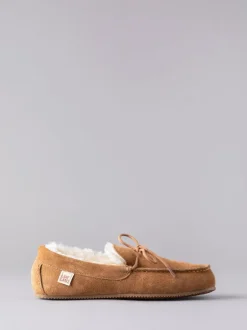 Pantoffels|Lakeland Leather - Lakeland leren mocassins met schapenvacht voor heren Lichtbruin