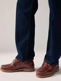Schoenen*Next - Leren bootschoenen met profielzool Lichtbruin