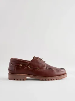 Schoenen*Next - Leren bootschoenen met profielzool Lichtbruin