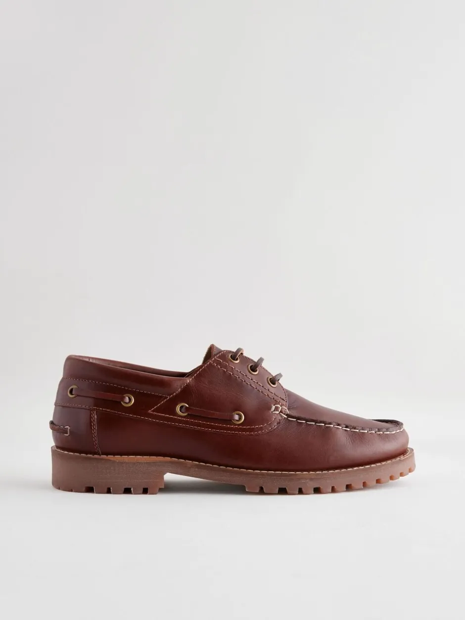 Schoenen*Next - Leren bootschoenen met profielzool Lichtbruin