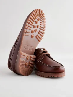 Schoenen*Next - Leren bootschoenen met profielzool Lichtbruin