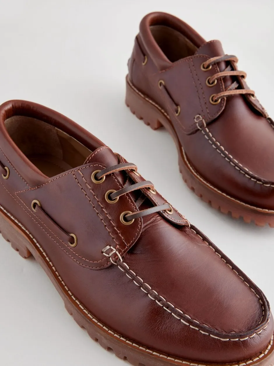 Schoenen*Next - Leren bootschoenen met profielzool Lichtbruin