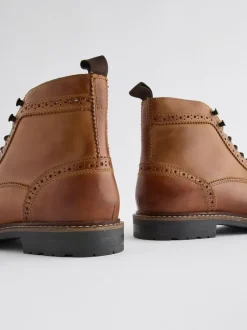 Boots|Formele Schoenen*Next - Leren brogue laarzen Lichtbruin