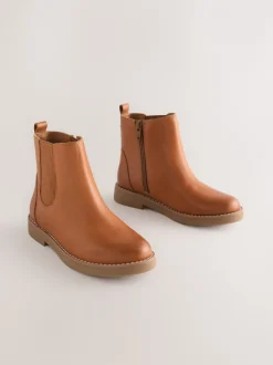Boots*Next - Leren Chelsea laarzen Lichtbruin