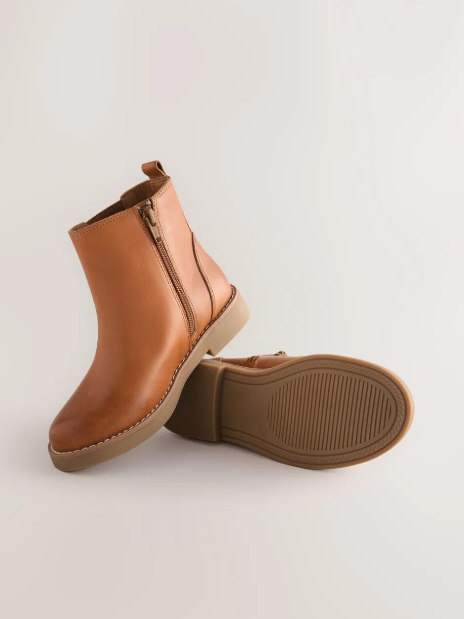 Boots*Next - Leren Chelsea laarzen Lichtbruin