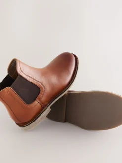 Boots|Next Lichtbruin - Leren Chelsea laarzen