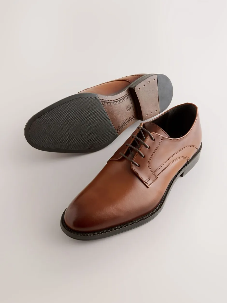 Formele Schoenen|Next - Leren Derby schoenen Lichtbruin