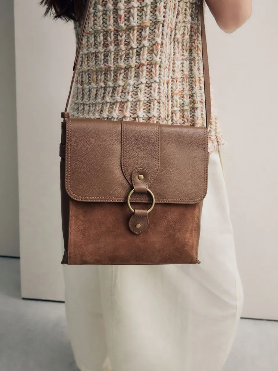 Tassen En Portemonnees*Next Lichtbruin - Leren messenger-tas met vak