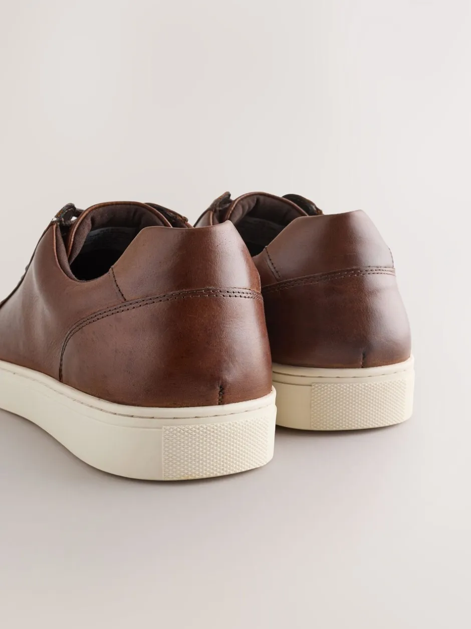 Schoenen|Next - Leren sneakers Lichtbruin