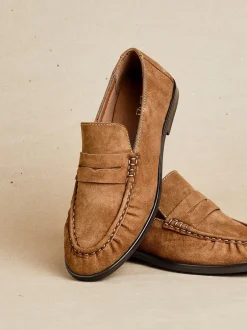 Lage Schoenen*Linzi - Belmont suède leren instappers met ruches Lichtbruin