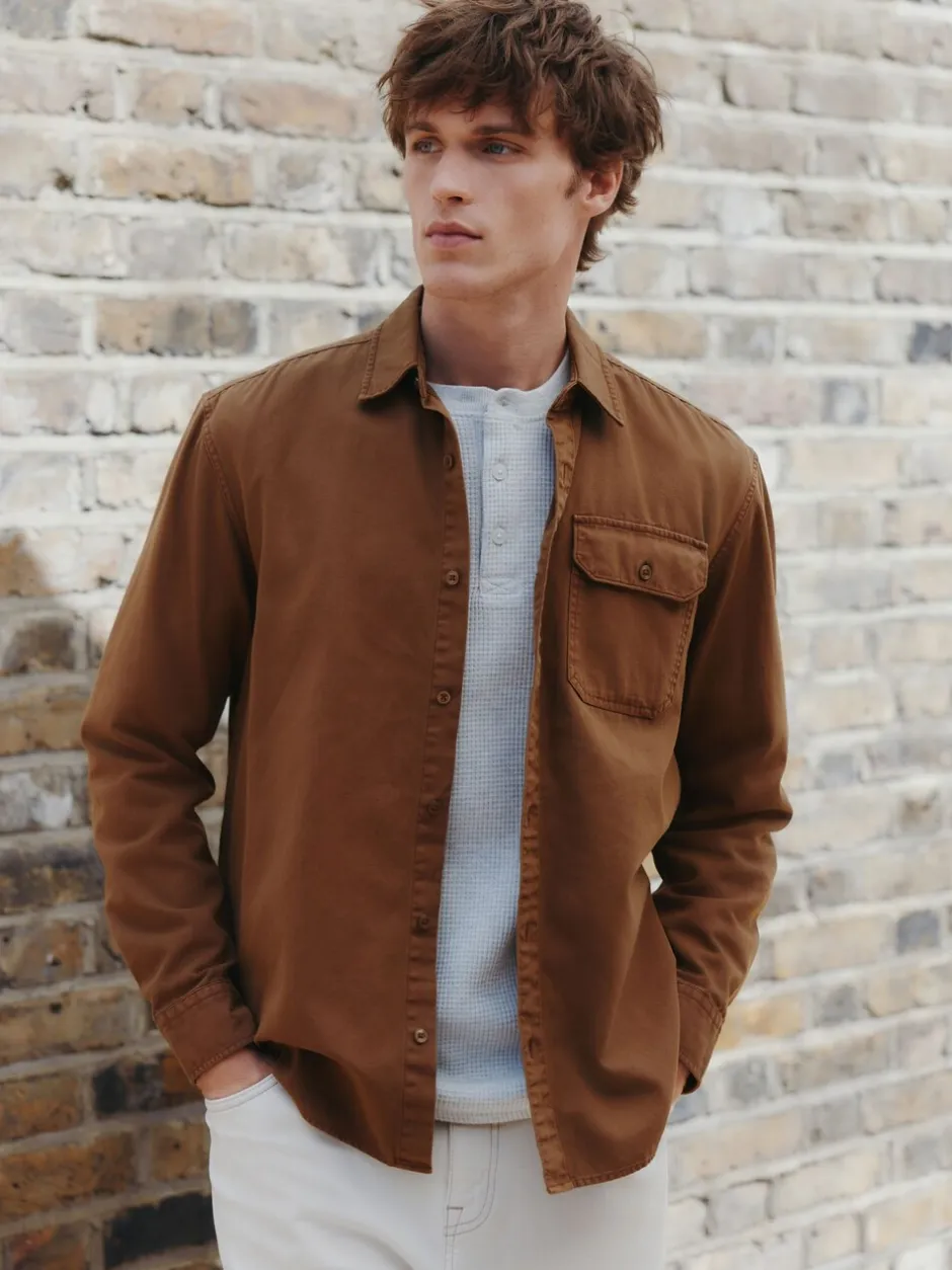 Formele Overhemden|Shirts|Next - Long Sleeve Garment Dyed Oxford Shirt Lichtbruin