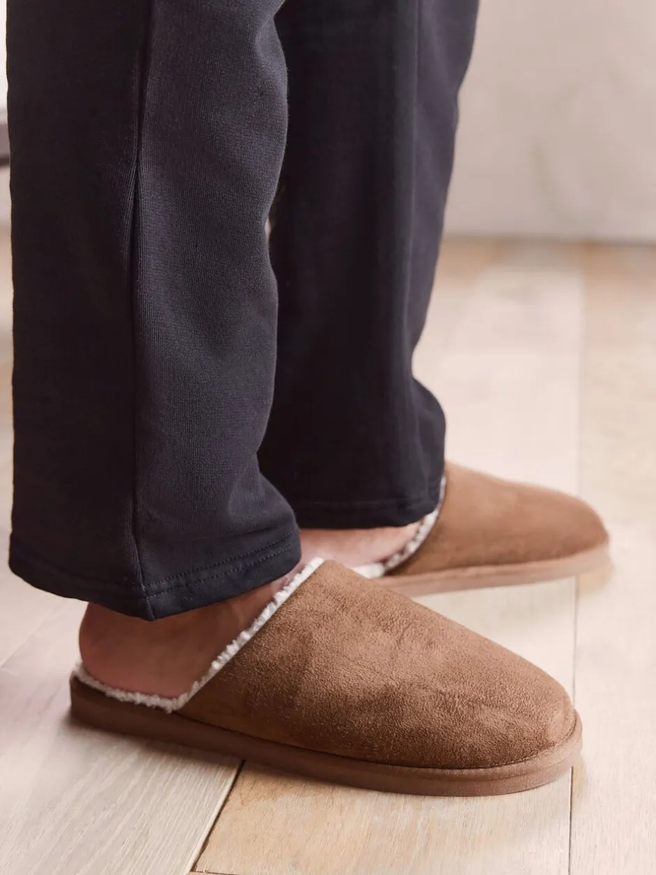 Pantoffels|Loungewear*Next - Microsuede Mule Slippers Lichtbruin