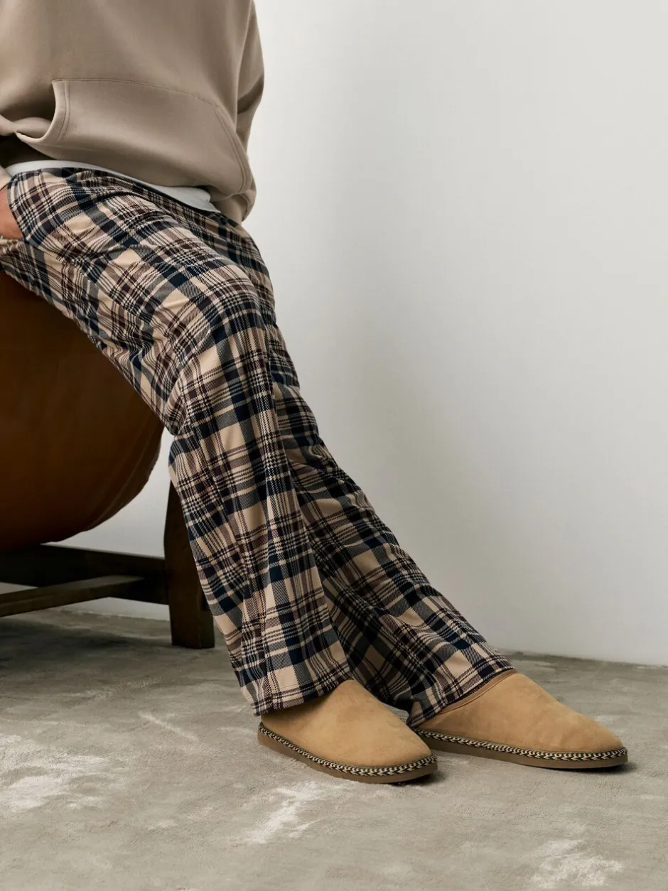 Pantoffels|Loungewear*Next - Microsuede Taped Mule Slippers Lichtbruin