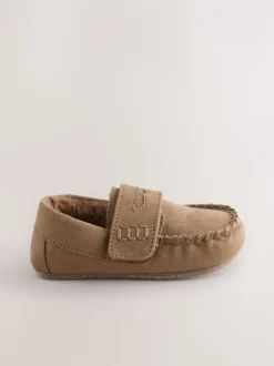 Pantoffels|Next - Mocassin-pantoffels met klittenbandsluiting Lichtbruin