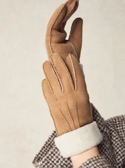 Mutsen, Handschoenen En Sjaals*Next - N. Premium leren handschoenen van schapenvacht Lichtbruin