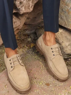 Schoenen*Off The Hook - Harvey Suede Leather Casual Lace-Up Boat Shoes Lichtbruin