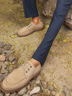 Schoenen*Off The Hook - Harvey Suede Leather Casual Lace-Up Boat Shoes Lichtbruin