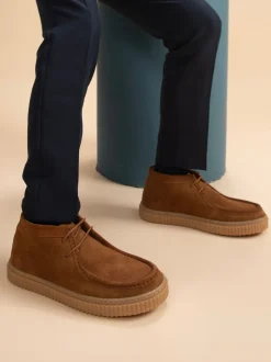Boots*Off The Hook - Bolan suède leren Vetersluiting casual Boots Lichtbruin