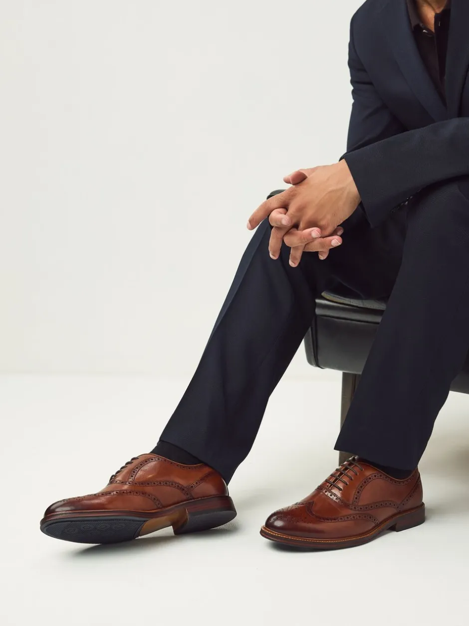 Schoenen|Formele Schoenen*Next - Oxford Wingcap Leather Shoes Lichtbruin