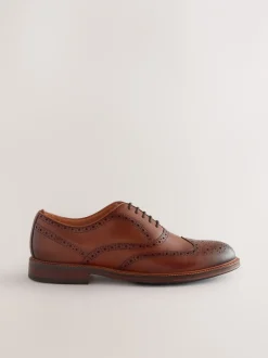 Schoenen|Formele Schoenen*Next - Oxford Wingcap Leather Shoes Lichtbruin