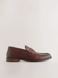 Schoenen|Formele Schoenen*Next Lichtbruin - Penny-loafers met contrasterende stiksels