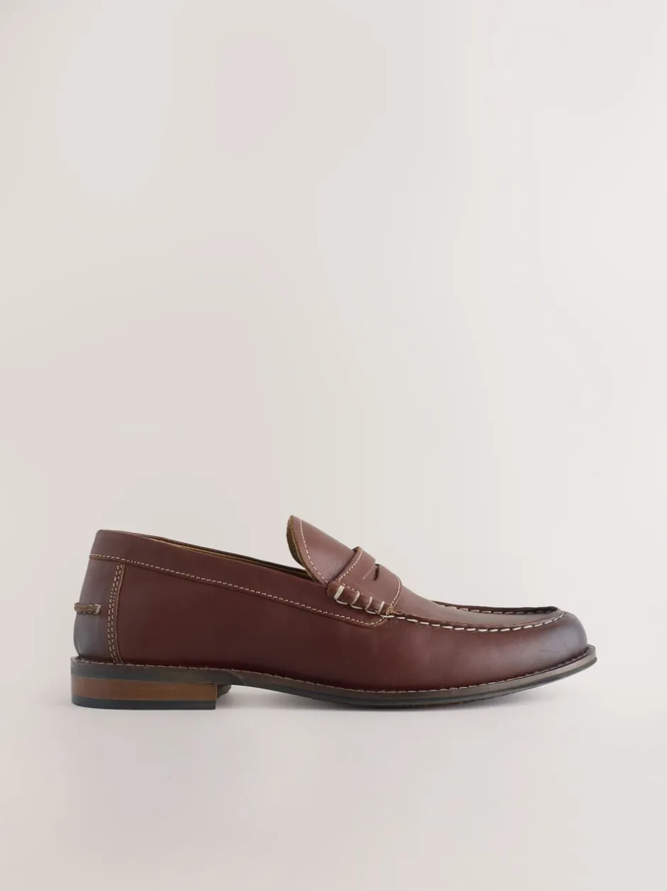 Schoenen|Formele Schoenen*Next Lichtbruin - Penny-loafers met contrasterende stiksels