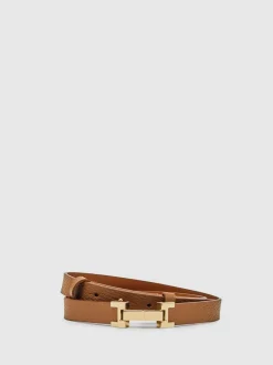 Ceintuurs*Reiss - - Leren Hayley riem met vierkant scharnier Lichtbruin