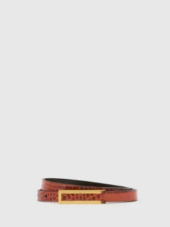 Ceintuurs*Reiss - Bronya Leather Crocodile-Effect Belt Lichtbruin