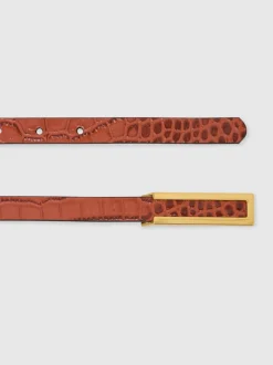 Ceintuurs*Reiss - Bronya Leather Crocodile-Effect Belt Lichtbruin