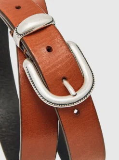 Riemen En Bretels*Reiss - Jonny Leather Western Belt Lichtbruin