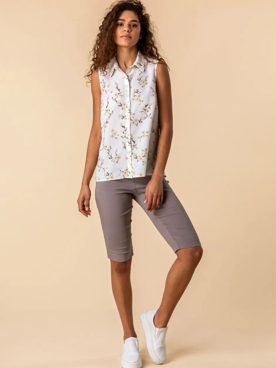 Shorts*Roman Lichtbruin - - Knielange stretchshort