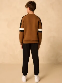 Joggingbroeken|Sweaters En Hoody´S|Next - Set met colourblock-trui (3-16jr) Lichtbruin