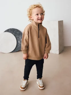 Joggingbroeken|Sweaters En Hoody´S|Next - Set van top met halve rits en joggingbroek (3mnd-7jr) Lichtbruin