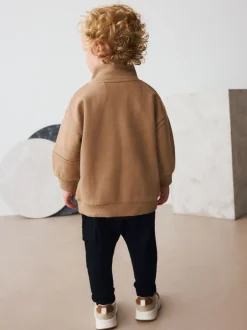 Joggingbroeken|Sweaters En Hoody´S|Next - Set van top met halve rits en joggingbroek (3mnd-7jr) Lichtbruin