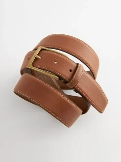 Riemen En Bretels*Next Lichtbruin - Signature leren riem met contrastnaden