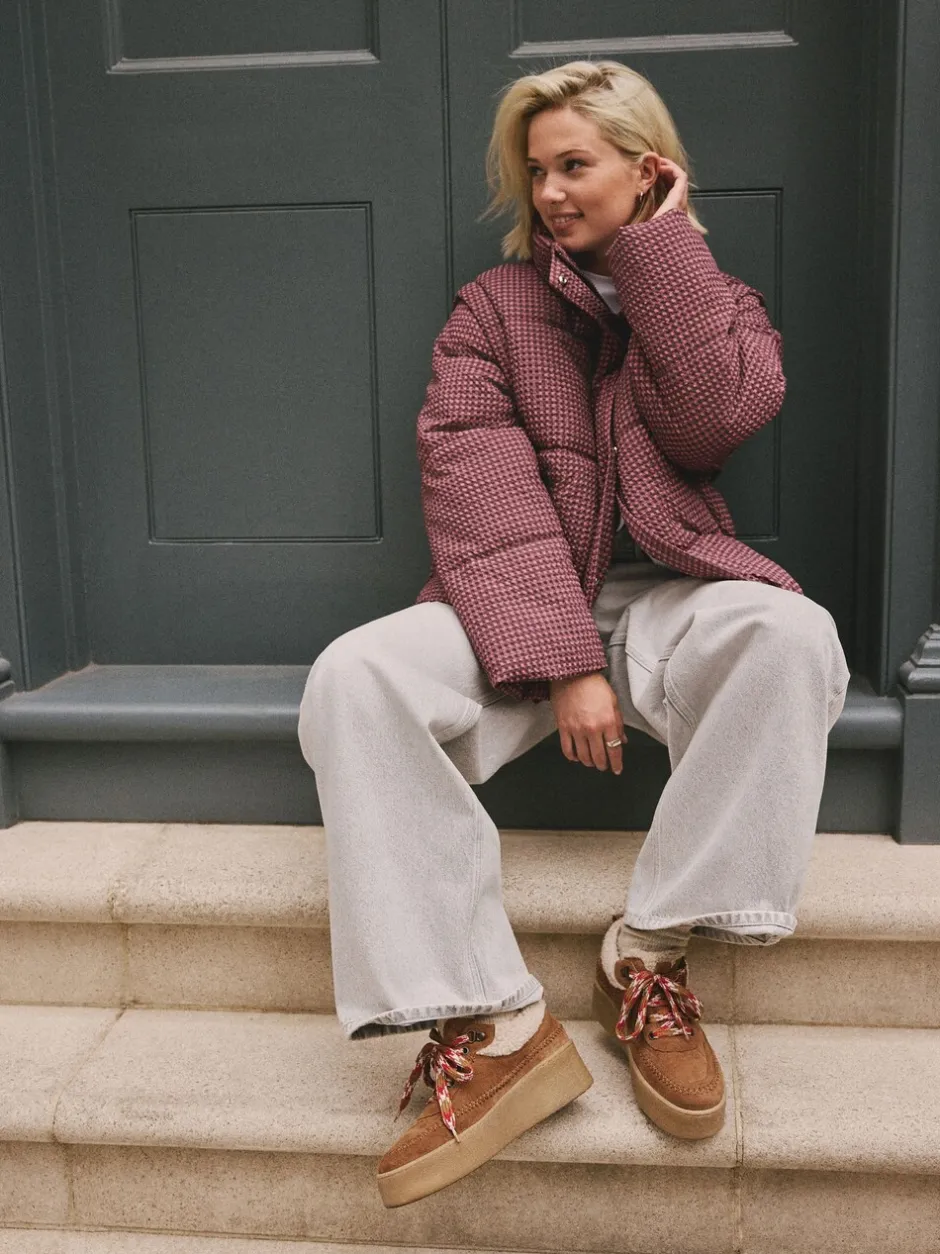 Lage Schoenen|Next Lichtbruin - Signature Premium Leather Hiker Wedge Trainers