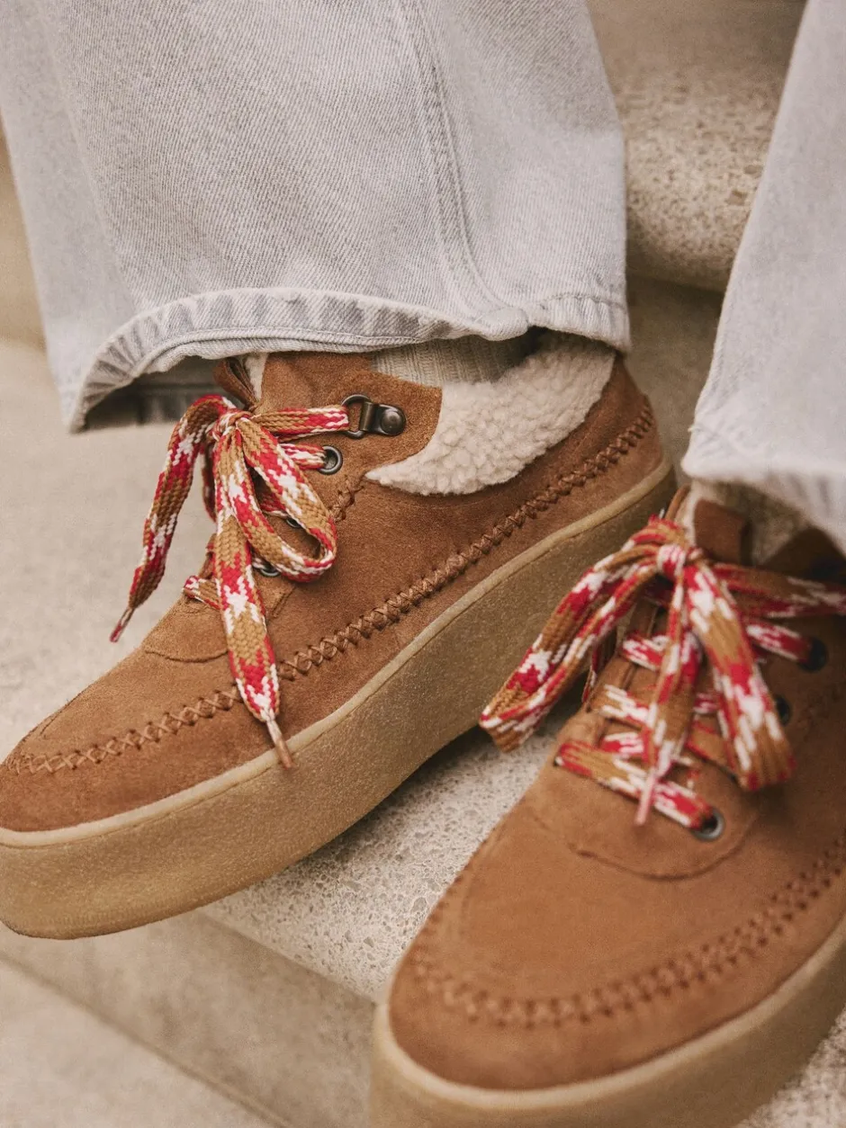 Lage Schoenen|Next Lichtbruin - Signature Premium Leather Hiker Wedge Trainers