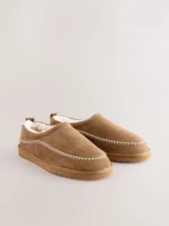 Pantoffels|Loungewear*Next - Signature Suede Stitch Detail Slippers Lichtbruin