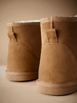 Pantoffels*Next - Signature Suede Slipper Boots with Faux Fur Lining Lichtbruin