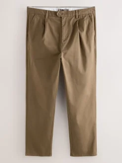 Broeken En Chino's*Next - Single Pleated Stretch Chinos Trousers Lichtbruin