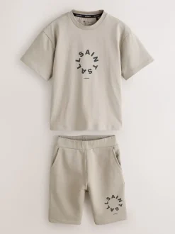 Shorts*smALLSAINTS - Tierra set van T-shirt en sweatshorts Lichtbruin