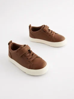 Sneakers*Next - Sneakers met klittenbandsluiting en elastische veters Lichtbruin