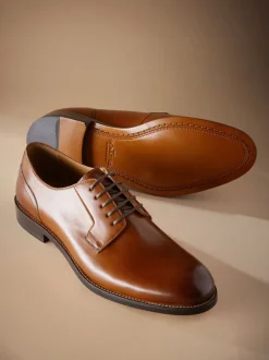 Formele Schoenen|Next - Standaard pasvorm - Signature - Derby-schoenen met leren zool Lichtbruin
