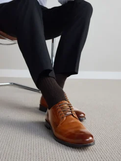 Formele Schoenen|Next - Standaard pasvorm - Signature - Derby-schoenen met leren zool Lichtbruin