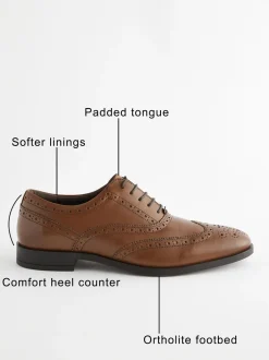 Schoenen|Formele Schoenen*Next - Standaard pasvorm - Leren Oxford brogues Lichtbruin