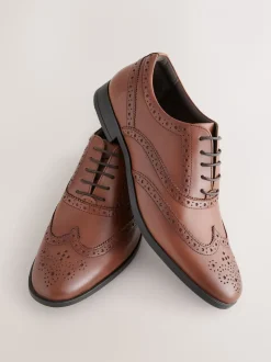 Schoenen|Formele Schoenen*Next - Standaard pasvorm - Leren Oxford brogues Lichtbruin