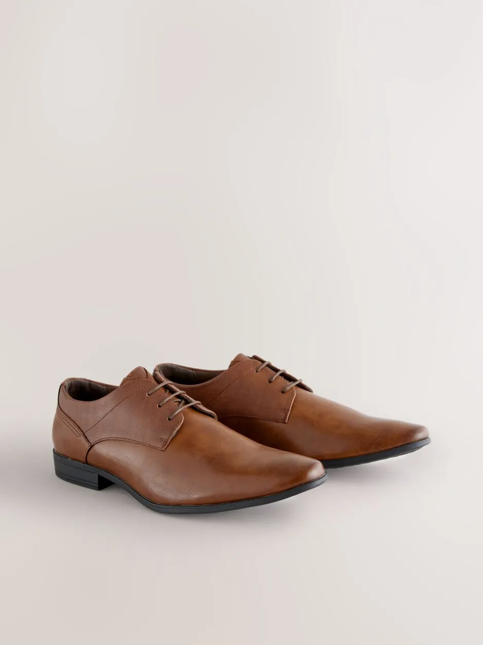 Schoenen|Formele Schoenen|Next - Standaard pasvorm - Derbyschoenen met veter Lichtbruin